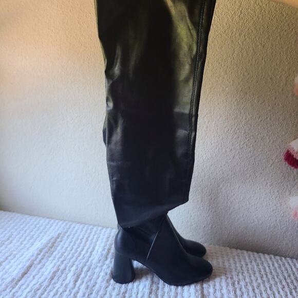 ZARA Black Faux Leather Boots Women's Size EU 38 US Size 7.5 - Picture 2 of 10